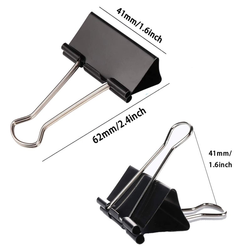 KAKAMINA Medium Binder Clips 1.6 Inch (60 Pack)  Large Binder Clips Medium Paper Clamps for Office and Home Supplies  Black - Image 5